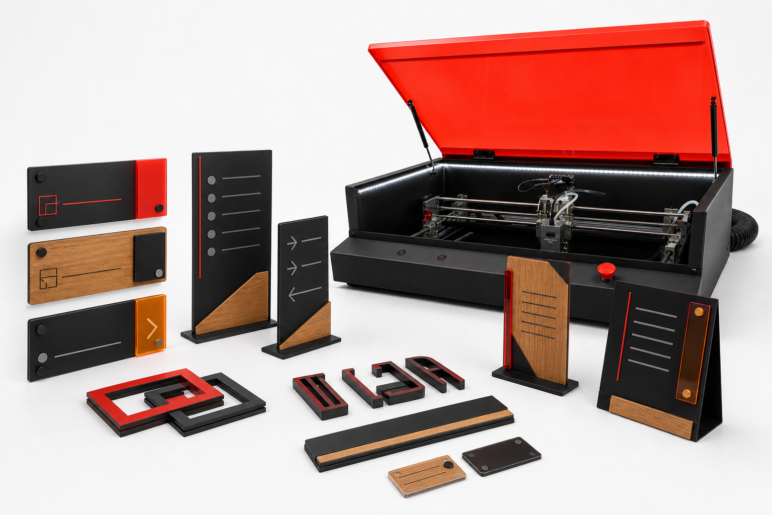 Corporate signage collection beside the Magia Roja CNC